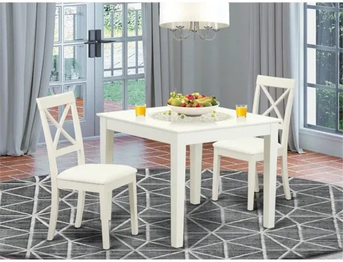 Miniatura 2 de East West Furniture OXBO3-LWH-LC - Juego de mesa de comedor moderno de 3 piezas que contiene una mesa cuadrada de madera y 2 sillas de comedor