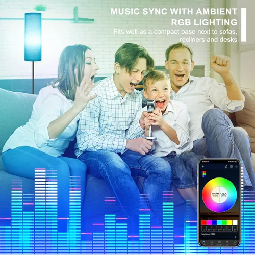 Miniatura 4 de FRIDEKO HOME Lámpara de pie, iluminación ambiental que cambia de color para sala de estar, dormitorio, lámpara de pie con aplicación y control