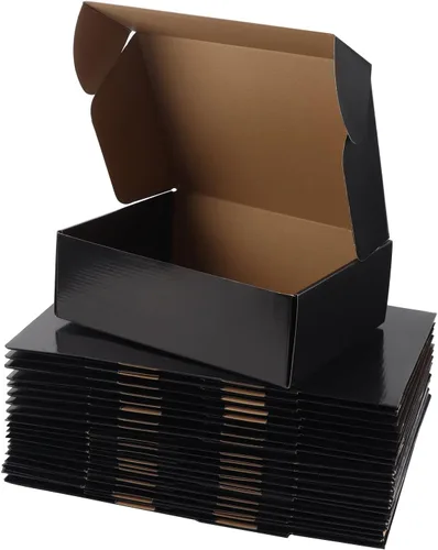 Miniatura 10 de Hoikwo Paquete de 40 cajas de envío de 4 x 4 x 2 para pequeñas empresas, cajas de cartón de embalaje negras, caja de embalaje de correo móvil