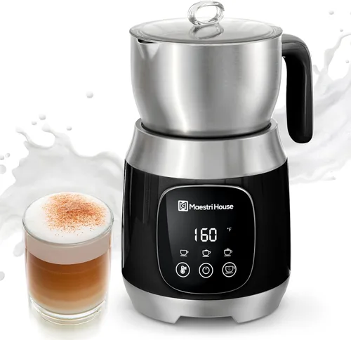 Maestri House Espumador de Leche, Temperatura Variable y Grosor de Espuma DualFro 600 Espumador de Leche Vaporizador, Calentador de Leche con
