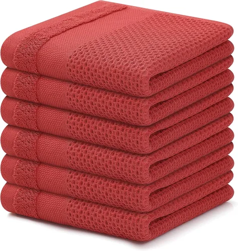 Miniatura 26 de Homaxy Paños de cocina 100% algodón, paquete de 8 – 12 x 12 pulgadas, tejido de gofre, muy suaves y absorbentes, paños de cocina de secado rápido