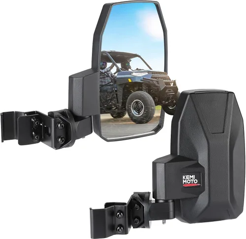 KEMIMOTO UTV Pro-Fit - Espejos laterales grandes compatibles con Polaris Ranger XP 1000 900 570, abrazadera de tubo extendida, no más visión
