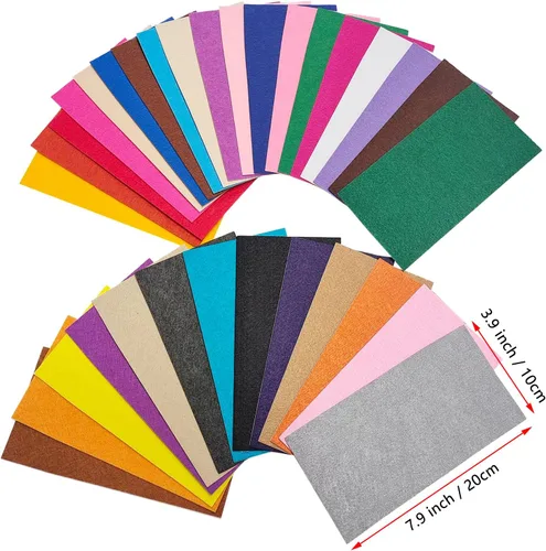 Miniatura 5 de Jtnohx Hojas de fieltro autoadhesivas, fieltro con parte trasera adhesiva, 33 piezas de 10 cm x 20 cm hojas rígidas, 33 colores hoja rígida