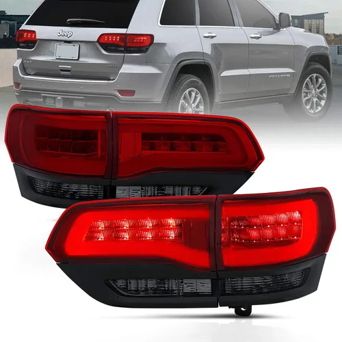 Miniatura 2 de AmeriLite Juego de luces traseras de señal de giro de freno LED rojo/ahumado/negro para Jeep Grand Cherokee 2014-2017 (4 piezas) - lado del pasajero
