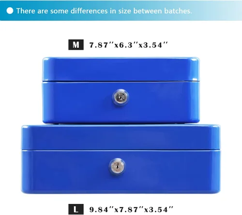 Miniatura 7 de xydled Caja fuerte grande de acero con cerradura con bandeja extraíble para monedas y cerradura de llave, 9.84"x 7.87"x 3.54" pulgadas, azul