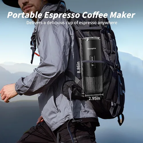 Miniatura 2 de Cafetera de café espresso portátil 3 en 1 de 20 bares, de acero inoxidable, se adapta a cápsulas de café molido y Nespresso USB-C recargable