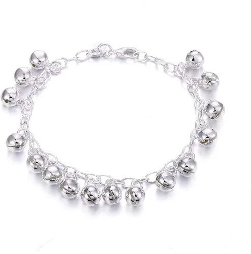 Miniatura 2 de Cutesmile Joyería de moda 925 plata esterlina campanas cadena ajustable pulseratobillera para mujer, Plata