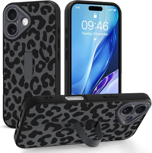Miniatura 93 de Funda compatible con iPhone 17 Pro Max con correa de mano para los dedos, funda de teléfono con estampado de leopardo y guepardo para mujeres