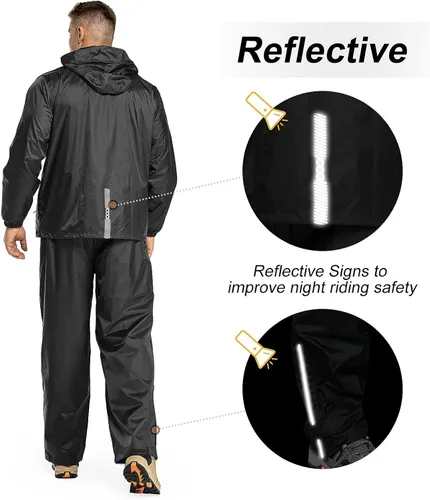 Miniatura 4 de 33,000ft Traje de lluvia para hombre con capucha oculta, impermeable, equipo de lluvia (chaquetas y pantalones)