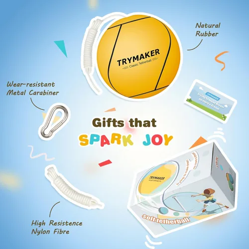 Miniatura 6 de Trymaker Tetherball, juego de bolas de sujeción y cuerda, Tetherball de repuesto para niños y adultos, patio trasero al aire libre