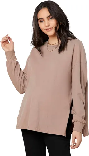 Miniatura 4 de MakeMeChic Camiseta de maternidad de manga larga para mujer con abertura lateral para embarazo