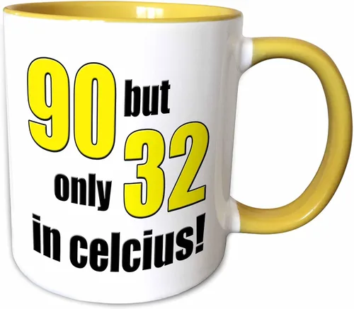 Miniatura 7 de 3dRose 90 pero solo 32 en Celsius. Amarillo. Taza negra de dos tonos de 11 oz