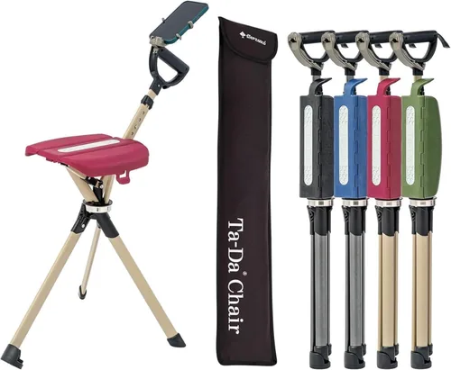 Miniatura 8 de STEP2GOLD Ta-Da Chair Series 2 PRO, bastón de senderismo portátil para senderismo, bastón plegable con asiento, bastón con silla, silla plegable