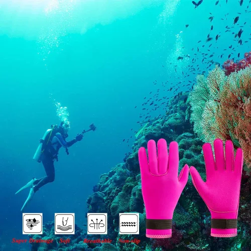 Miniatura 4 de Guantes de neopreno de 0.118 pulgadas (0.118 in), guantes térmicos antideslizantes para hombres y mujeres, esnórquel, esquí acuático, natación