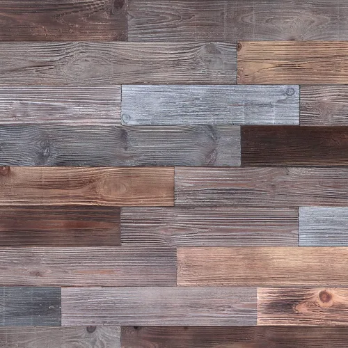 Miniatura 2 de Paneles de pared de madera para despegar y pegar, tablones macizos reales, madera rústica de granero recuperada, combinaciones de marrón y gris, 3