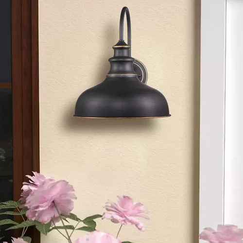 Miniatura 2 de zeyu Lámpara de granero de granja, aplique de pared, paquete de 2 en acabado negro, 02A390-2 ROB