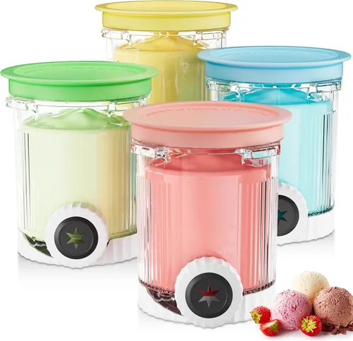 Paquete de 4 pintas y tapas de remolinos de crema para máquina de helados Ninja serie NC700, recipientes de crema de repuesto para máquinas de