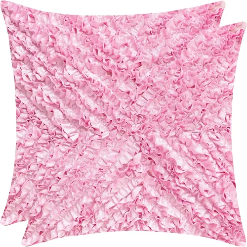 The White Petals Juego de 2 fundas de cojín decorativas y lavables para sofá, dormitorio, sala de estar, color rosa (12 x 12 pulgadas)