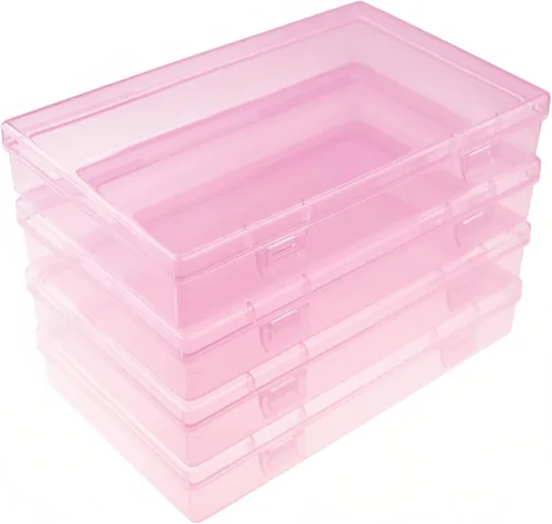 Goodma 4 Piezas Cajas Rectangulares de Plástico Vacías Contenedores Organizadores de Almacenamiento con Tapas con Bisagras para Artículos Pequeños y