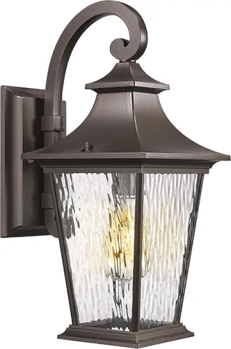 Miniatura 12 de Emliviar Lámpara de Pared de 12.2 Pulgadas con Vidrio de Ondas de Agua, 1 Luz de Patio Exterior para Casa, Aluminio Fundido a Presión en Acabado