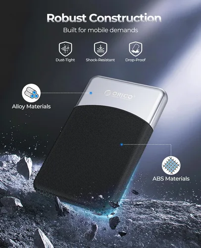 Miniatura 4 de ORICO SSD externo de 128 GB con cable USB C 2 en 1, unidad de estado sólido portátil USB 3.2 Gen 1 hasta 460 MB/s, resistencia al polvo y caídas