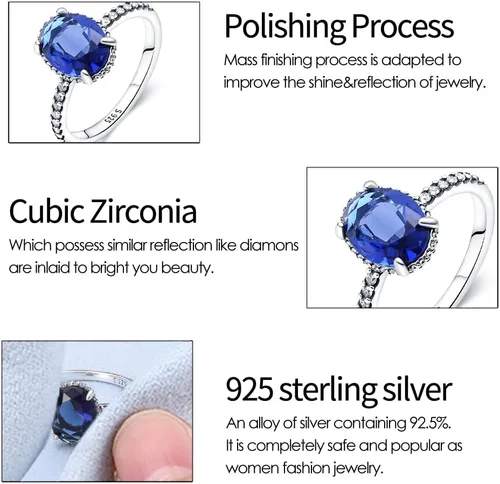 Miniatura 3 de KUNSIR Lindos y delicados anillos de plata de ley 925 para mujer, anillos delicados, anillos de piedras preciosas, joyería de boda, joyería