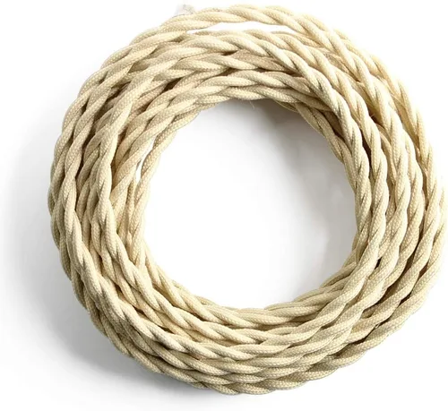Miniatura 14 de Cable trenzado cubierto de tela para lámpara de 25 pies, 18/2 industrial eléctrico estilo vintage, calibre 18 estilo antiguo para lámpara retro