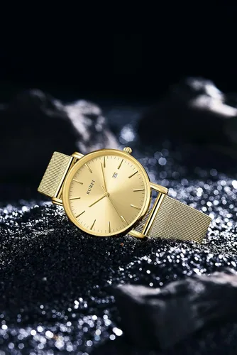 Miniatura 3 de BUREI - Reloj de pulsera analógico para hombre con fecha, extensible de malla de acero inoxidable