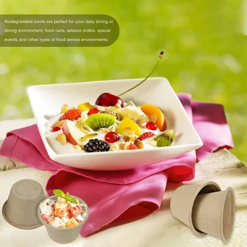 Miniatura 7 de 200 cuencos de papel biodegradables naturales de caña de azúcar de 4 onzas, cuencos de papel compostables para ensalada, sopa caliente, pasta