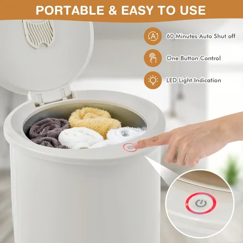 Miniatura 7 de COSTWAY - Calentador de toallas para baño, calentador grande de 21L con tapa abatible, cerradura de seguridad para niños, apagado automático de 1H