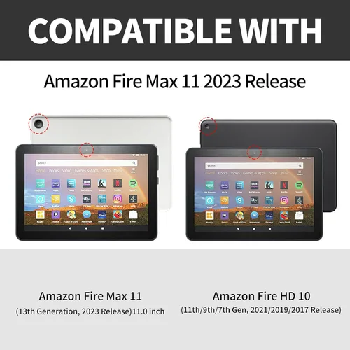 Miniatura 15 de Funda para tablet Fire 7 (12ª generación, versión 2022), delgada, a prueba de golpes, delgada, de piel sintética, con función de apagado/encendido