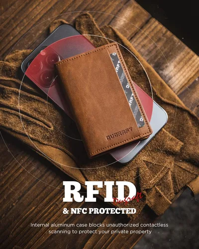 Miniatura 4 de DUGRAFT Billetera desplegable con ventana de identificación, soporte delgado para tarjetas de crédito con bloqueo RFID, funda minimalista