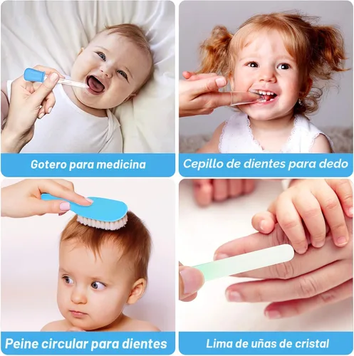 Miniatura 6 de Kit de aseo para bebé, juego de cuidado de seguridad para bebés con cepillo de pelo, peine, cortaúñas, aspirador nasal, kit de artículos esenciales
