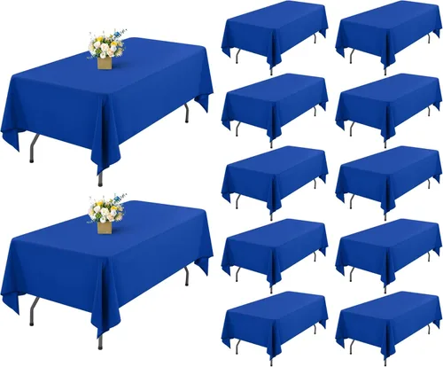 Miniatura 81 de Showgeous Paquete de 4 manteles rectangulares de poliéster de 60 x 102 pulgadas, resistentes a las arrugas, lavables, para bodas, mesas de comedor