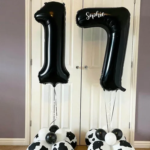 Miniatura 3 de Globos de 40 pulgadas negros con número 0 de helio, globos negros gigantes con número 0 para decoraciones de fiesta de cumpleaños, aniversario, baby