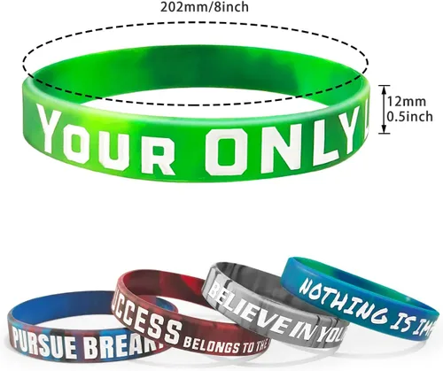 Miniatura 5 de QEERBSIN Paquete de 12 pulseras motivacionales para hombres, mujeres y adolescentes, pulseras inspiradoras de silicona unisex para adultos