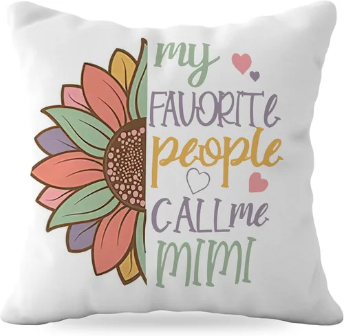 Mimi Gifts - Fundas de almohada de 18 x 18 pulgadas, funda de almohada Mimi, abuela