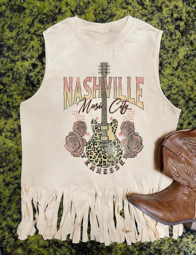 Miniatura 2 de iliheyov Nashville - Camiseta sin mangas para mujer, diseño de festival de música country, estampado gráfico, sin mangas, Nash Music