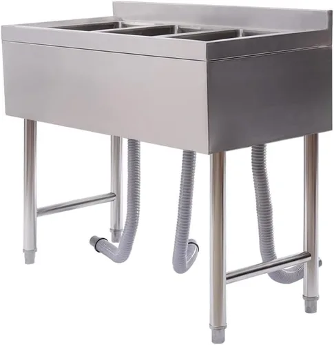 Miniatura 13 de Fregadero de acero inoxidable 304 para preparación y uso general, fregadero al aire libre, fregadero de cocina comercial de doble tazón, 2