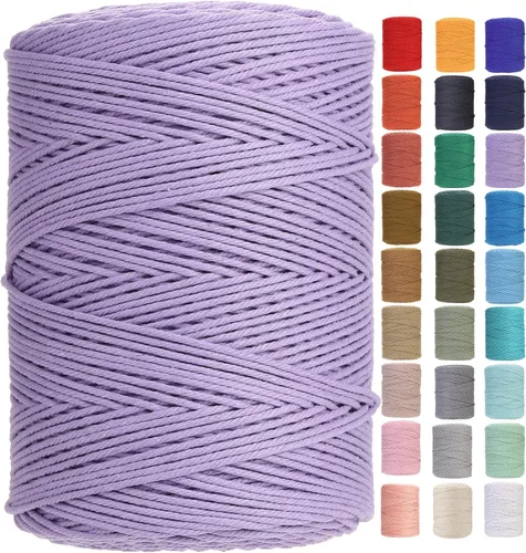 Miniatura 86 de Cuerda de macramé 4 mm x 328 yardas Natural Cuerda de algodón para macramé Cuerda de macramé colorida Cordón de algodón suave Suministros de macramé