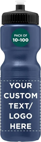 Miniatura 16 de DISCOUNT PROMOS Juego de botellas de agua de plástico personalizadas de 28 onzas, 10/50/100, paquete personalizado a granel, perfectas