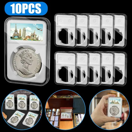 Miniatura 2 de Paquete de 10 soportes de exhibición de losa de monedas de 1.181 in para JFK medio dólar