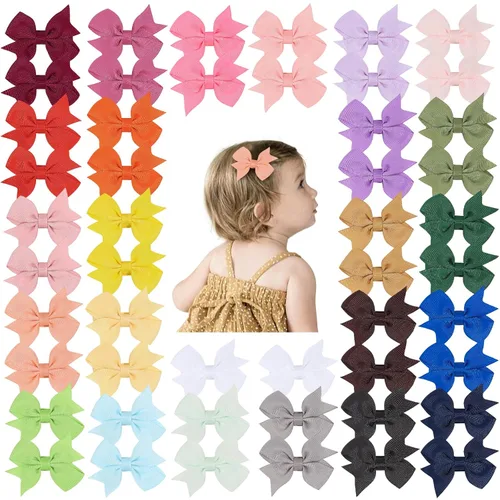 50 lazos para el pelo de bebé de 2 pulgadas para niñas, cinta de grogrén totalmente forrada, accesorios para bebés, niñas, recién nacidos en pares