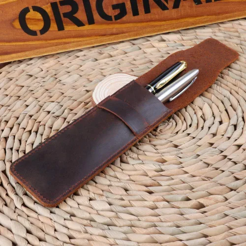 Miniatura 4 de Daimay Funda de cuero para bolígrafos Funda protectora de pluma de cuero para pluma de cuero de caballo loco Funda protectora - Negro