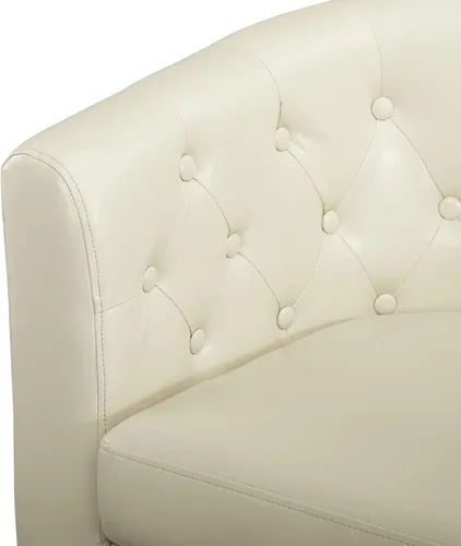 Miniatura 9 de Naomi Home - Silla acentuada Emma con botones decorativos, silla de barril de cuero sintético, silla moderna de mediados de siglo, sillón cómodo