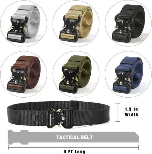 Miniatura 6 de Xiclass 2 cinturones tácticos, estilo militar, cinturón de nailon resistente con hebilla de metal de liberación rápida, 1.5 pulgadas de ancho y 4