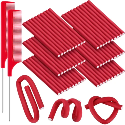 WILLBOND 60 Piezas Varillas Rizadoras Flexibles Rulos Rodillos Twist Flexi Sin Calor Varillas Rodillos para Cabello Largo y Corto Mujeres (0.4 x 7