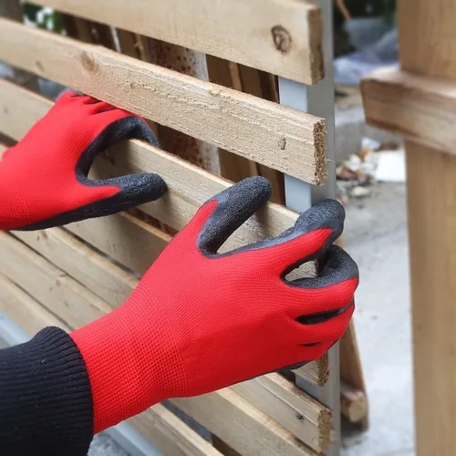 Miniatura 8 de EvridWear - Guantes de trabajo de seguridad de látex arrugado Rojo