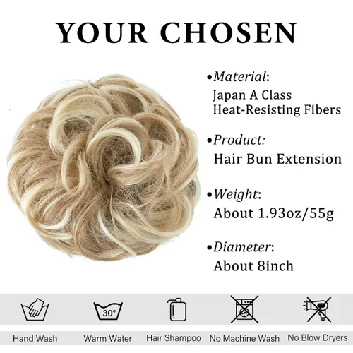 Miniatura 2 de CJL HAIR Pieza de Cabello Grande para Moño Desordenado Ondulado Rizado Coleteros Chignon Sintético Extensiones de Cabello de Cola de Caballo Piezas
