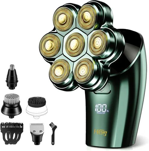 Afeitadoras de cabeza para hombres calvos – Maquinilla de afeitar eléctrica desmontable magnética de arco 7D, impermeable, húmedo y seco, kit de